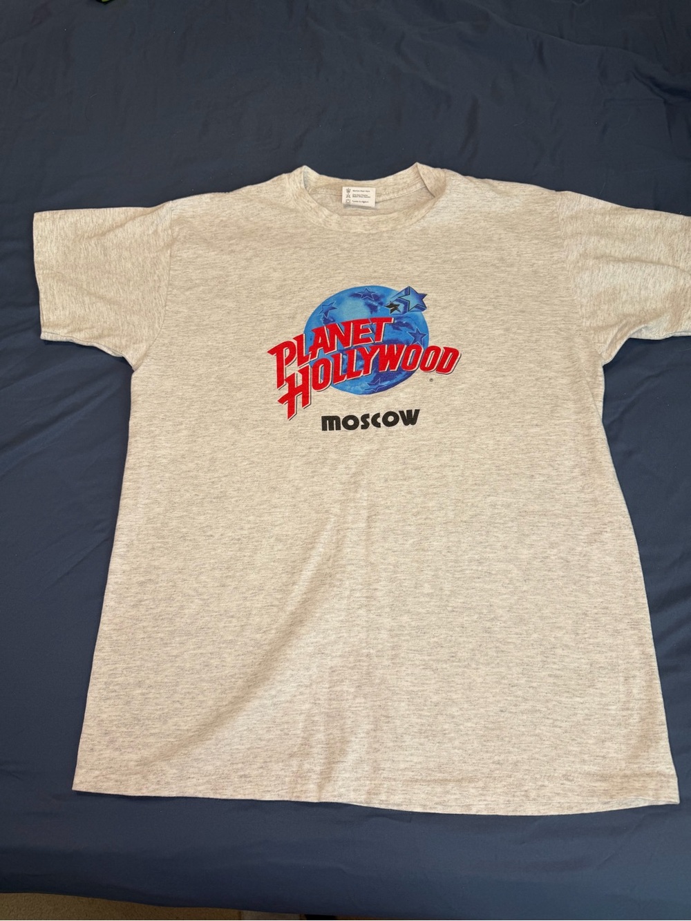 VTG Planet Hollywood Moscow T-Shirt  Large Gray Graphic Print Tee USA